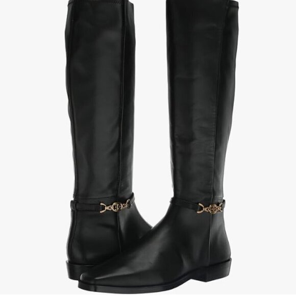 Sam Edelman‎ Clive Black Flat Leather Knee High Riding Boots Women's Size 7 - Picture 1 of 14